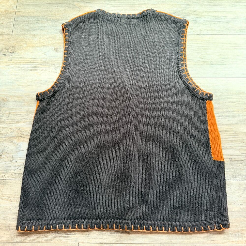 Vintage Halloween Sweater Vest Large Trick or Treat Haunted House 90s Kitschy - Picture 2 of 11